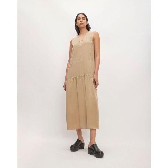 Everlane khaki The TENCEL V-Neck Dress - Picture 1 of 10